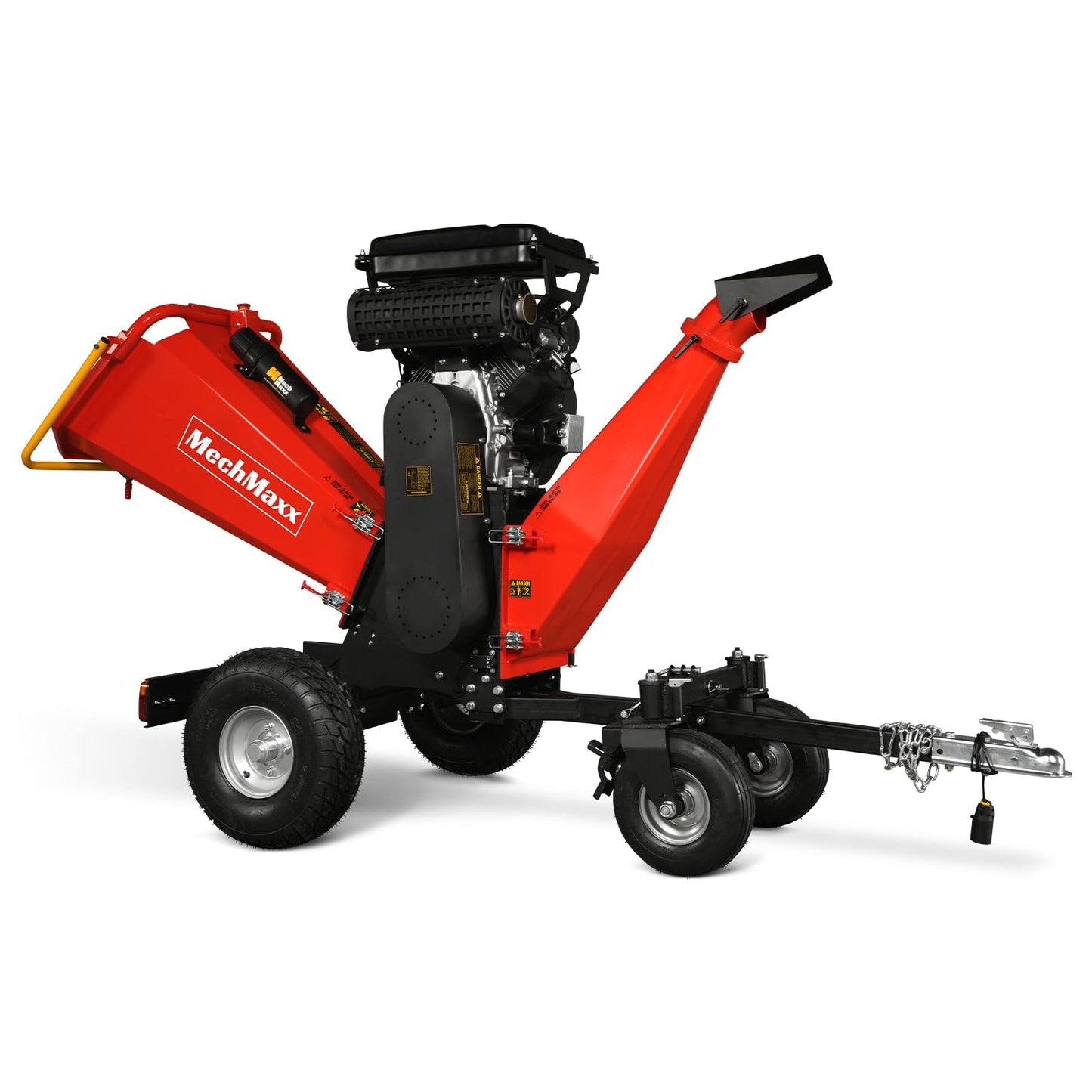 MechMaxx 8'' Inch ZONSEN 1000cc 35hp E-Start Gas Powered Engine 4-Wheels Wood Chipper Shredder Mulcher with Towbar/Tail Light/Emergency Stop Switch, Model B200 Red