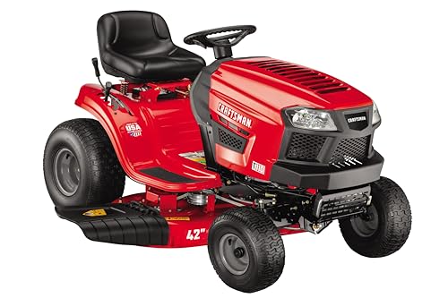 Craftsman 42" Gas Riding Lawn Mower with 17.5 HP* Briggs and Stratton Single-Cylinder Engine, Gas Lawn Tractor with 7-Speed Transmission, Red/Black