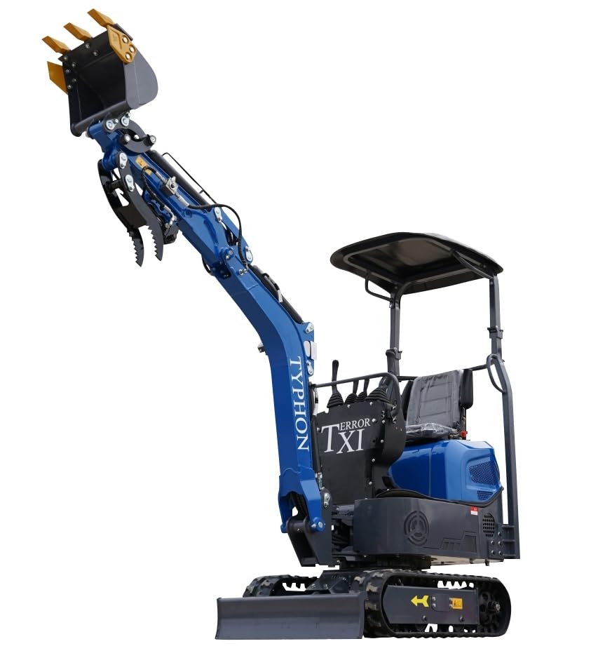 Terror XI Storm Mini Excavator – 1.1 Ton Trench Digger with Boom Swing, Hydraulic Thumb Clip, Bucket, Hydraulic Oil Cooler