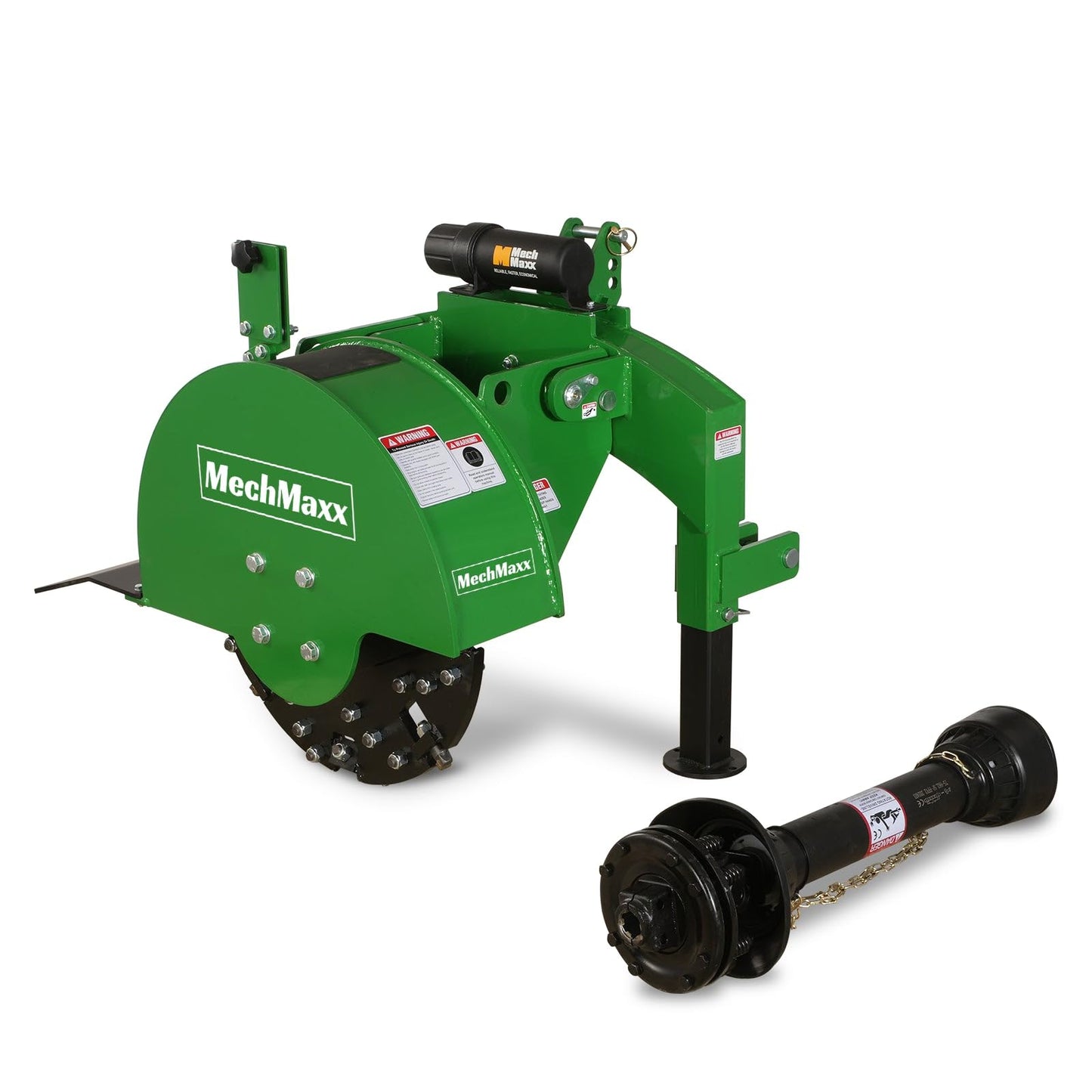 MechMaxx Heavy Duty 3-Point PTO Powered Stump Root Grinder For 15-45HP Tractors With 34 Carbide Teeth, 6'' Cutting Depth, 24'' Flywheel Diameter, Model SG24 Green (Green)