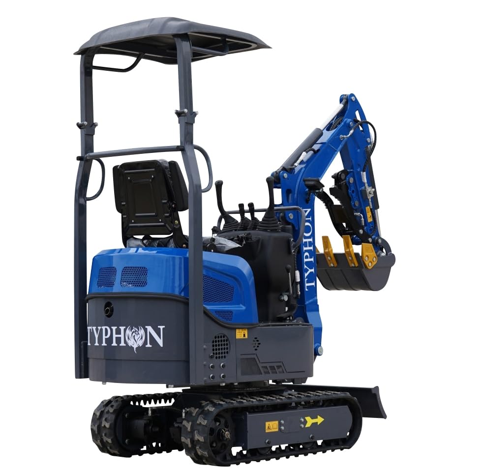 Terror XI Storm Mini Excavator – 1.1 Ton Trench Digger with Boom Swing, Hydraulic Thumb Clip, Bucket, Hydraulic Oil Cooler