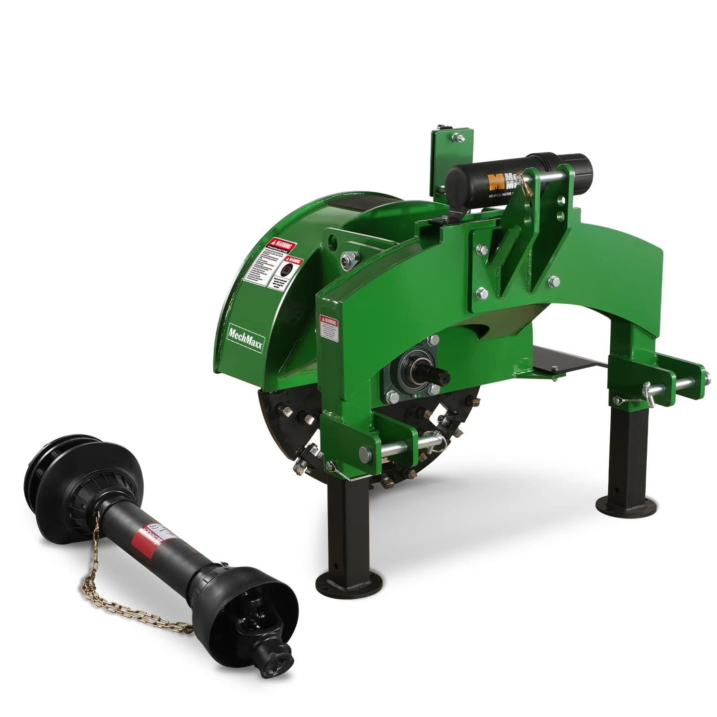 MechMaxx Heavy Duty 3-Point PTO Powered Stump Root Grinder For 15-45HP Tractors With 34 Carbide Teeth, 6'' Cutting Depth, 24'' Flywheel Diameter, Model SG24 Green (Green)