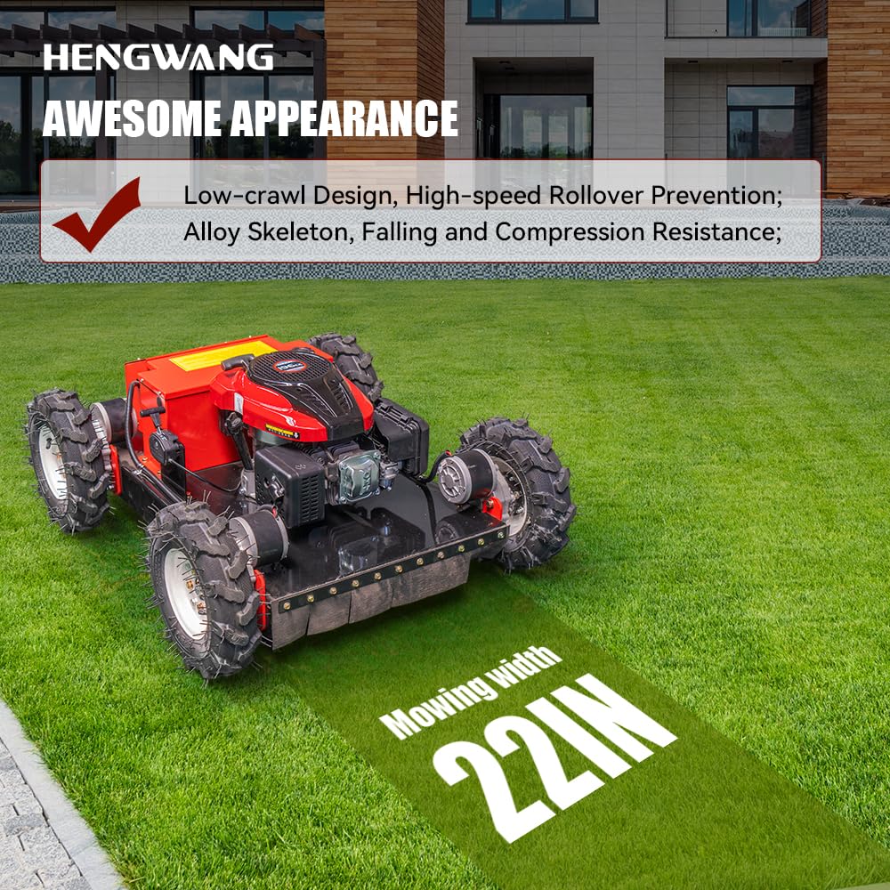 Remote Control Lawn Mower Electric Start 30° Climbing Four-Wheel Drive 7.5HP All Terrain Grass Cutter Yard Mower (HW-196-55JY)
