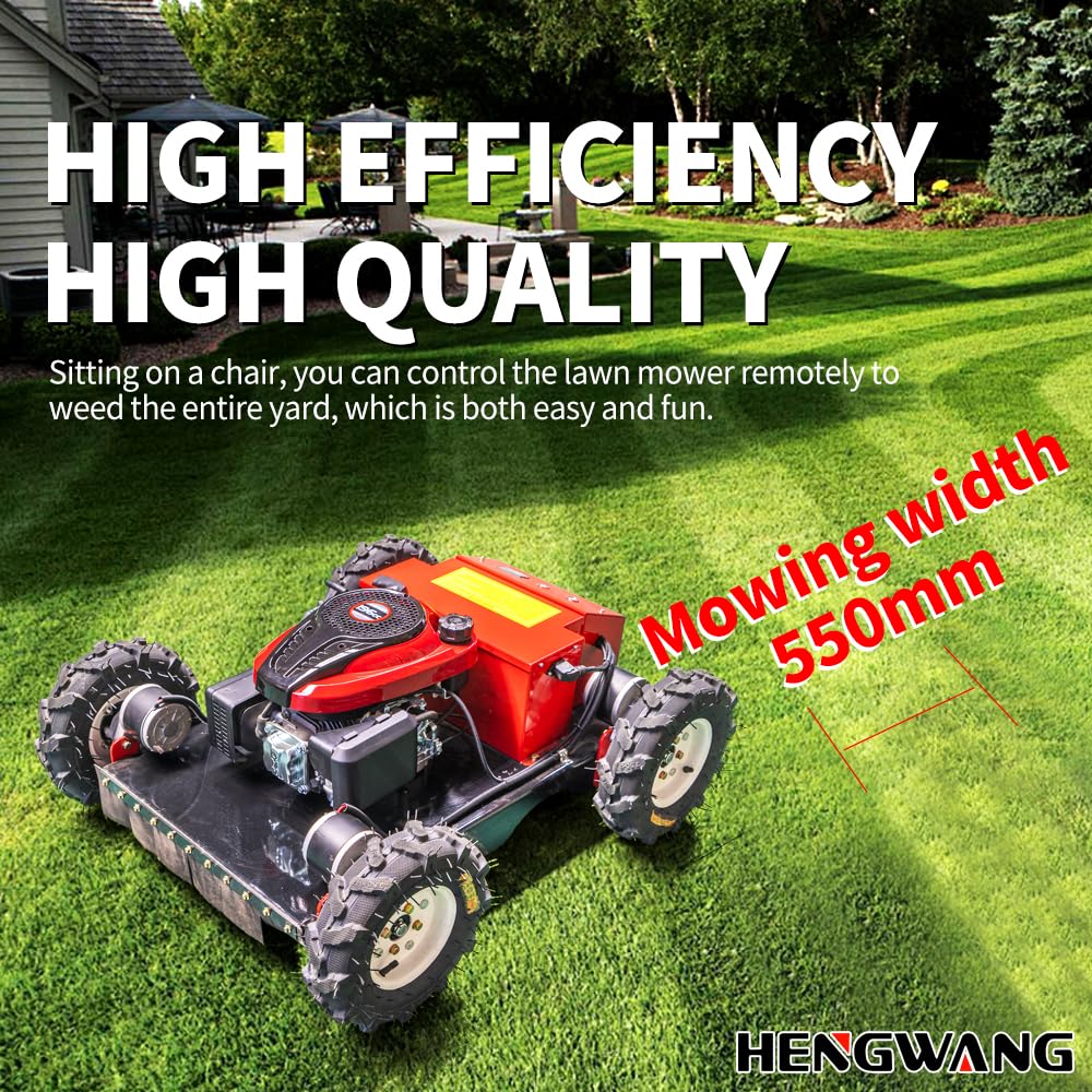 Remote Control Lawn Mower Electric Start 30° Climbing Four-Wheel Drive 7.5HP All Terrain Grass Cutter Yard Mower (HW-196-55JY)
