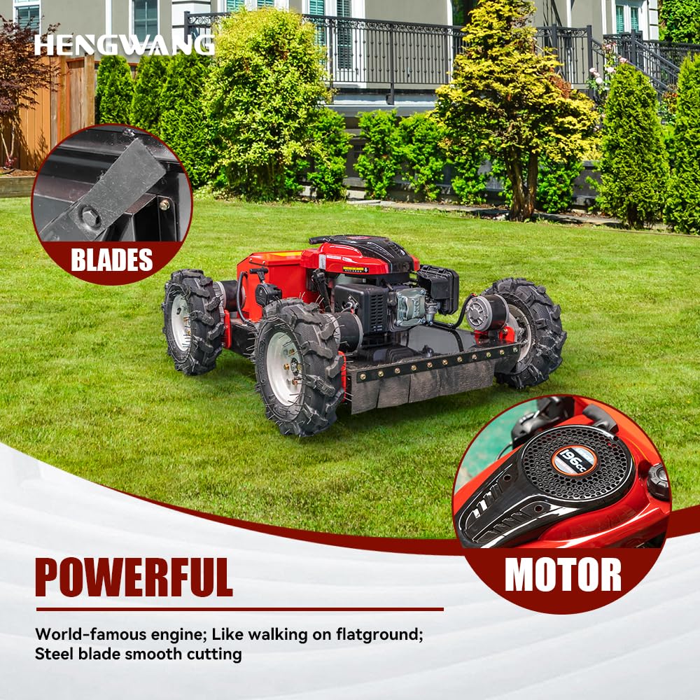 Remote Control Lawn Mower Electric Start 30° Climbing Four-Wheel Drive 7.5HP All Terrain Grass Cutter Yard Mower (HW-196-55JY)