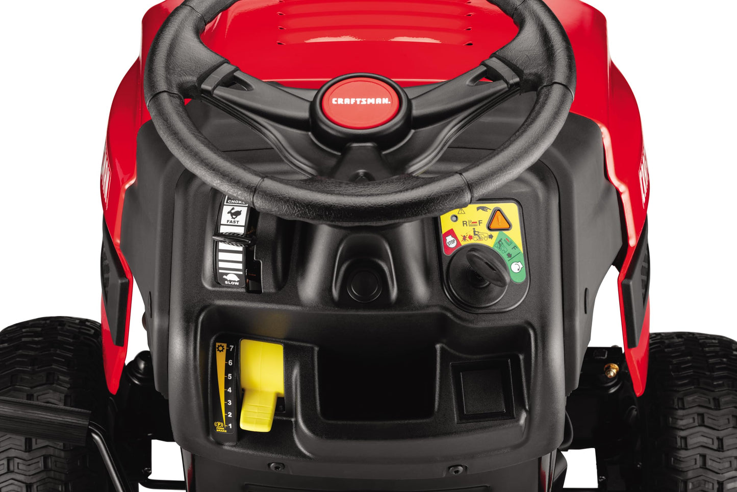 Craftsman 42" Gas Riding Lawn Mower with 17.5 HP* Briggs and Stratton Single-Cylinder Engine, Gas Lawn Tractor with 7-Speed Transmission, Red/Black