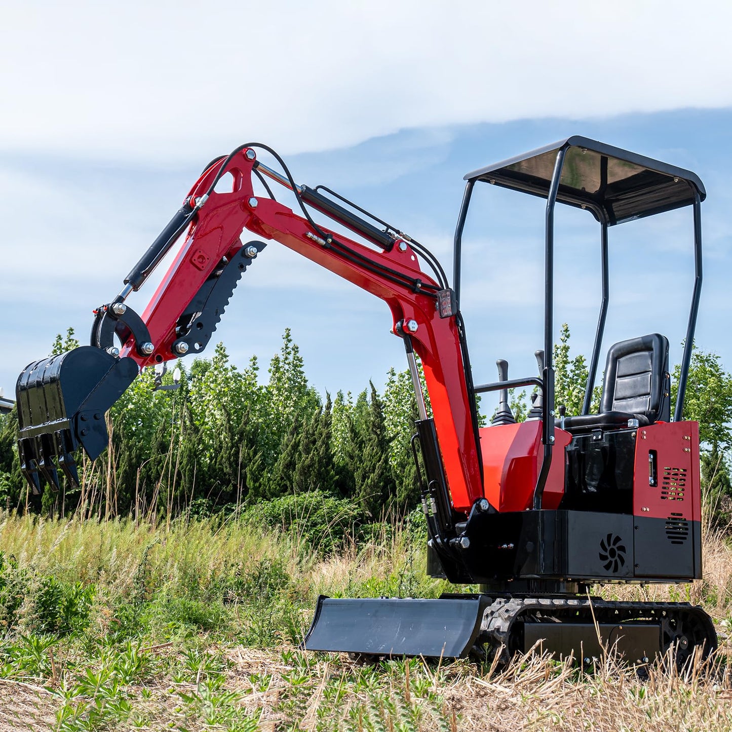 MMS 1 Ton Mini Excavator with 13.5HP Engine, Compact Backhoe Digger, Easy - to - Use Crawler Excavator for Home Use, Gardening, Landscaping & Small DIY Construction Project