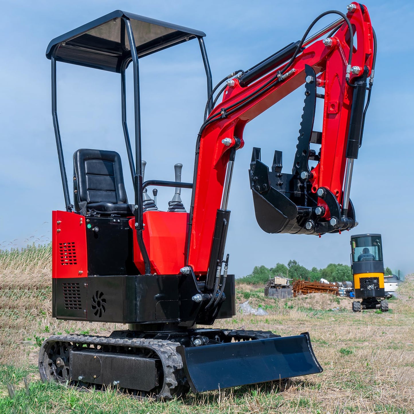 MMS 1 Ton Mini Excavator with 13.5HP Engine, Compact Backhoe Digger, Easy - to - Use Crawler Excavator for Home Use, Gardening, Landscaping & Small DIY Construction Project